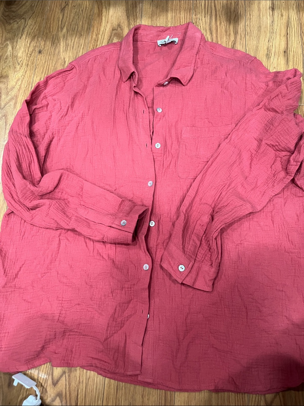 Lightweight Button-Up Shirt - Coral Pink